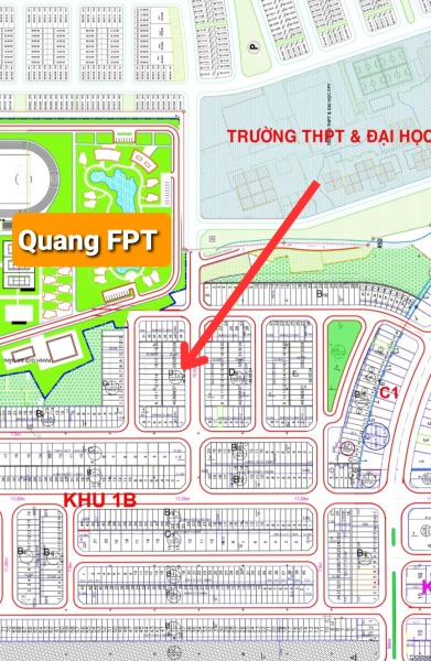 Bán 1 Cặp khu đô thị 1B, Block D1 đường Chính FPT