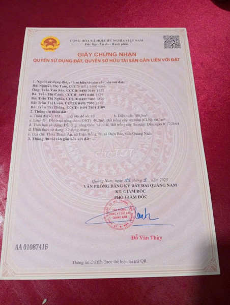 ĐẤT ĐẸP – GIÁ TỐT - CẦN BÁN LÔ ĐẤT MẶT ĐƯỜNG tại Đường 609 , Điện Hồng, Thị xã Điện Bàn, Quảng Nam