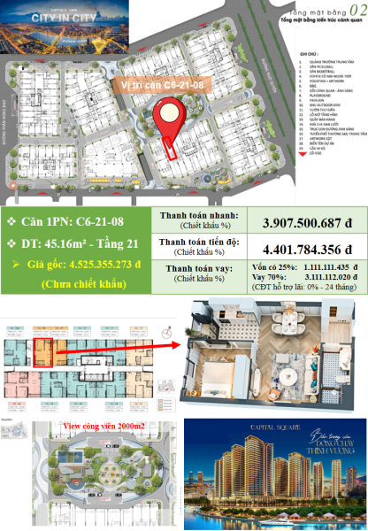 CĂN 1PN/45.16M2 GIÁ 3.907 TỶ NGAY CẦU SÔNG HÀN - CAPITAL SQUARE