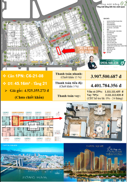 CĂN 1PN TẦNG 21 VIEW CÔNG VIÊN GIÁ 3.907 TỶ NGAY CẦU SÔNG HÀN –...