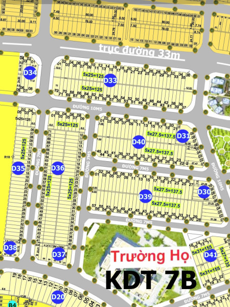 Bán đất 7B ,  Block D36  diện tích 125m