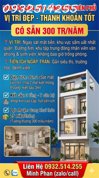 Toà Căn Hộ Thu Nhập 300tr/Năm - Đường Điên Biên Phủ - Giá Bán...