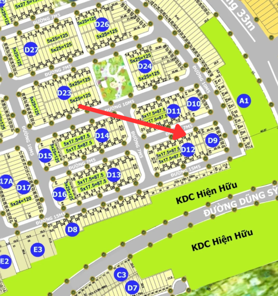 Đất 7B , Diện Tích 87m Block D12 , Đường 7