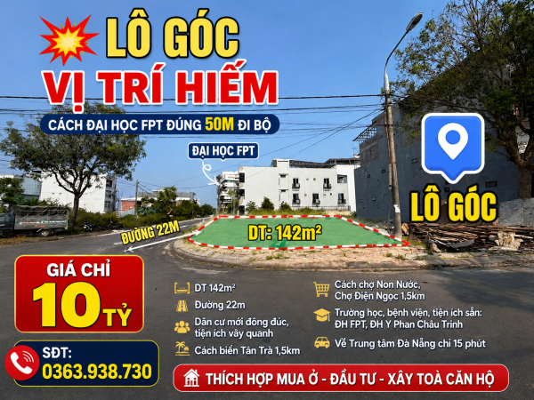 Bán Đất Khu 1B - 142m2 - Đường Trịnh Hoài Đức 22m - Block B6