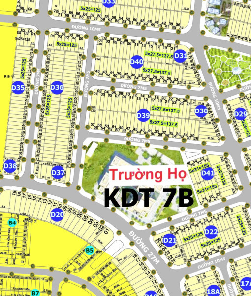 Đất 7B ,  diện tích 125m, đường 7, Block D36