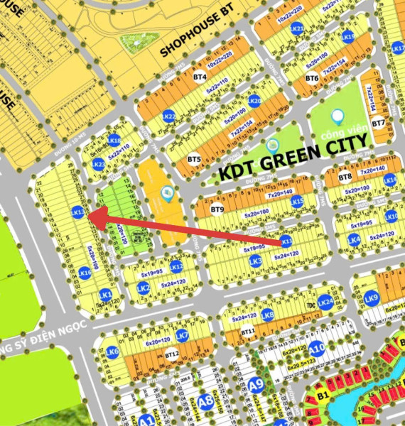 Đất Green City - 100m2 - Đường 5m5