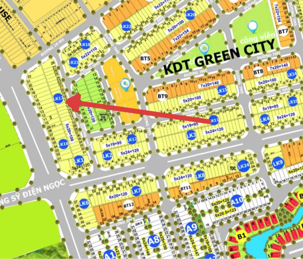 Bán Đất Green City, Block Lk13  , đường 5m