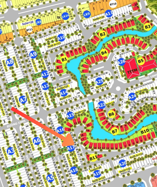 Đất Sentosa Đường 5, Diện Tích 108 Block A17