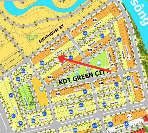 Bán đất Green City ,  Diện Tích 100m  Lk22