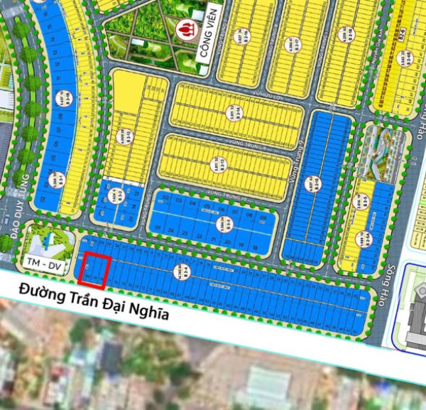 Đất Khu Đô Thị Phú Mỹ An - Đường Trần Đại Nghĩa - 187.5m2 - Đường 2 làn 48m - Gần Chợ