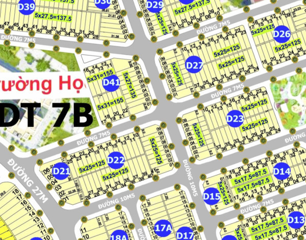 Bán đất 7B Đường 10 ,  Block 22 diện tích 125m