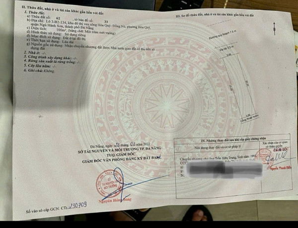 BÁN LÔ ĐẤT KHU ĐẦM SEN ĐƯỜNG BỜ QUAN 24, HÒA QUÝ