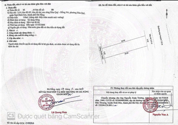 BÁN LÔ ĐẤT ĐƯỜNG PHAN HOAN, HÒA QUÝ, NGŨ HÀNH SƠN, ĐÀ NẴNG